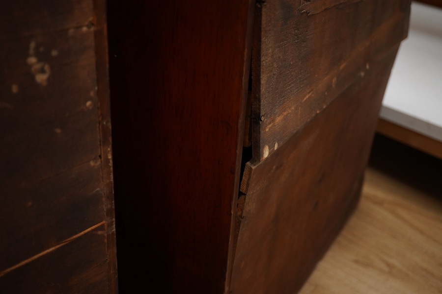 Four late 19th century stained pine collectors cabinets; two eight drawer cabinets and two six drawer cabinets, largest 45.5cm wide, 56cm high, 26.5cm deep. Condition - poor to fair.